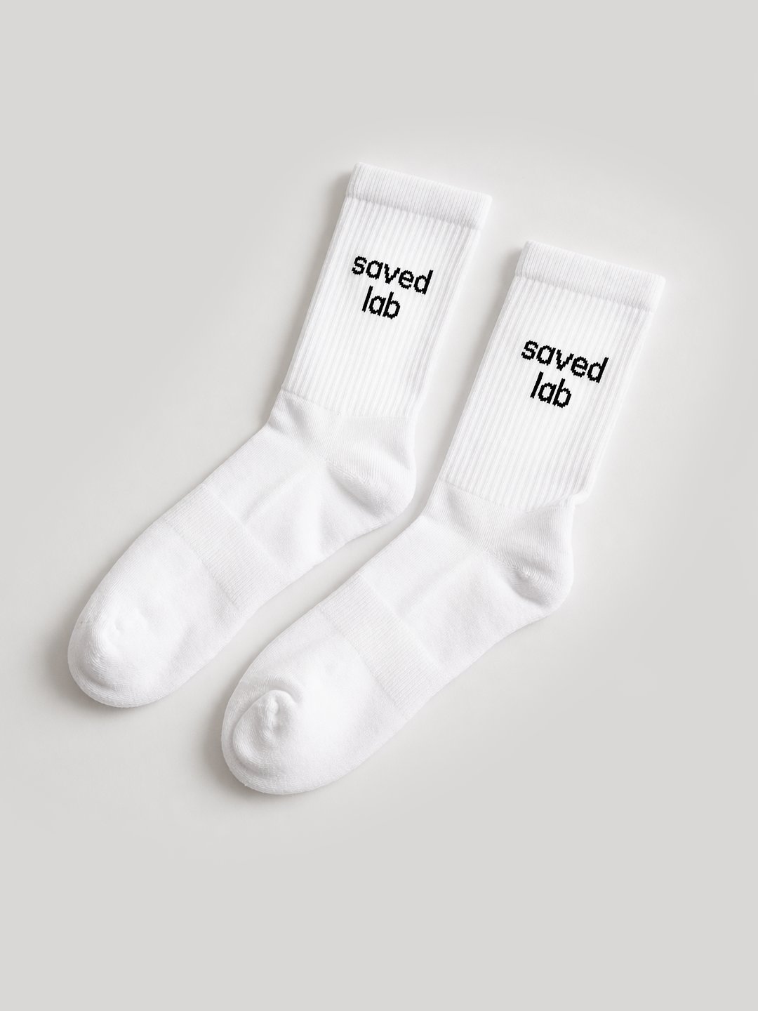 SL-150 Crew Socks Brand — White | saved lab