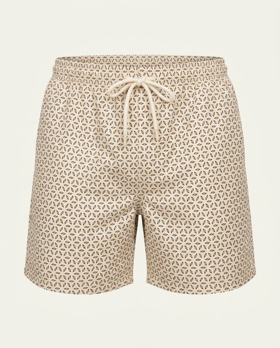 SL-205 Swimshort Monogramm — Ecru | saved lab